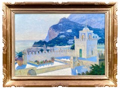 Vue de Villa Discopoli, Capri, artiste 19ème - 20ème siècle, signé par Monogram 