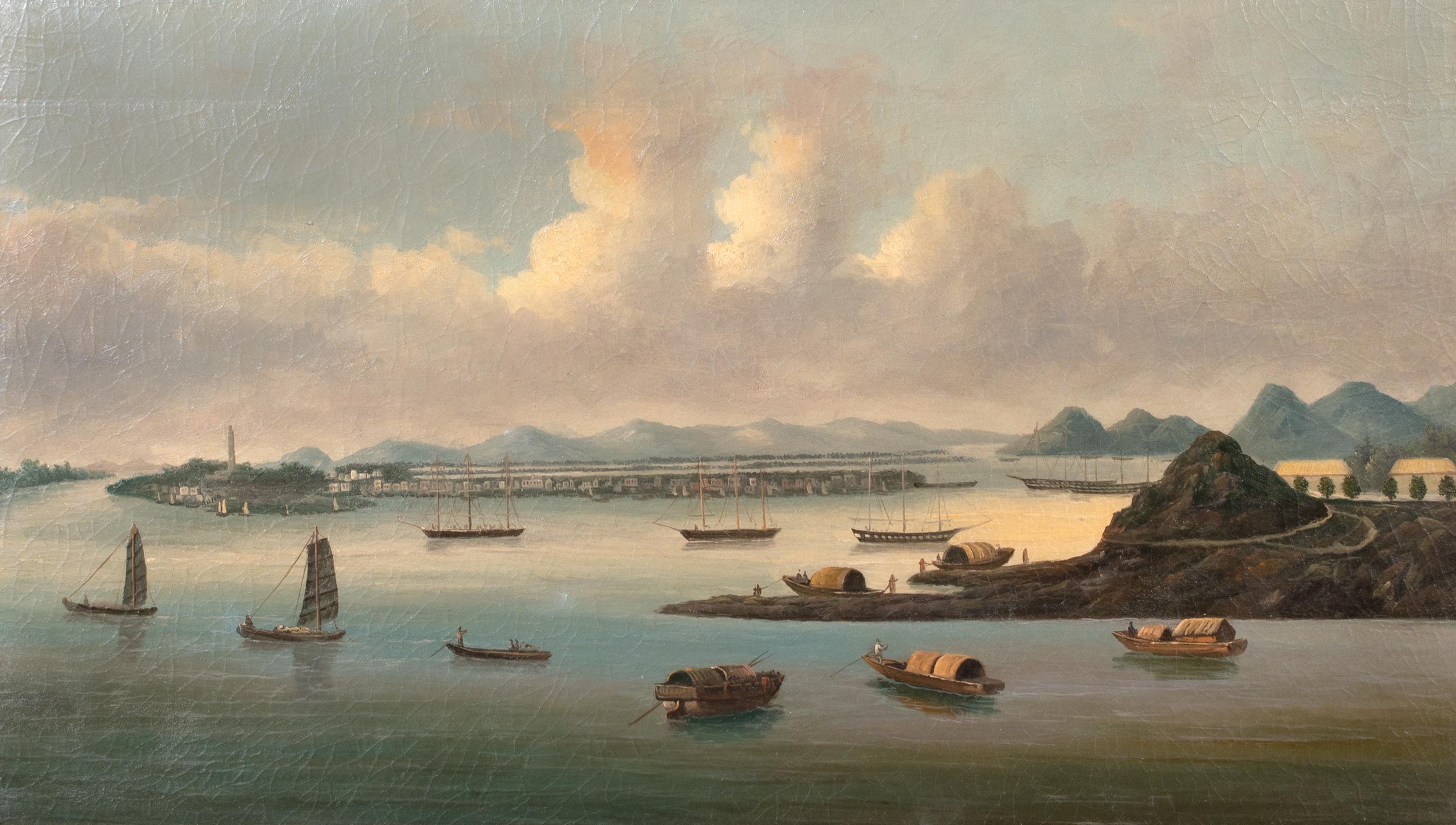 View Of Whampoa Anchorage, 19th Century

Rare Chinese Export Trade Landscape

Large 19th century view of Whampoa Anchorage, oil on canvas. Excellent quality and condition extensive view of the famous port in the Guangzhou region that was a crucial