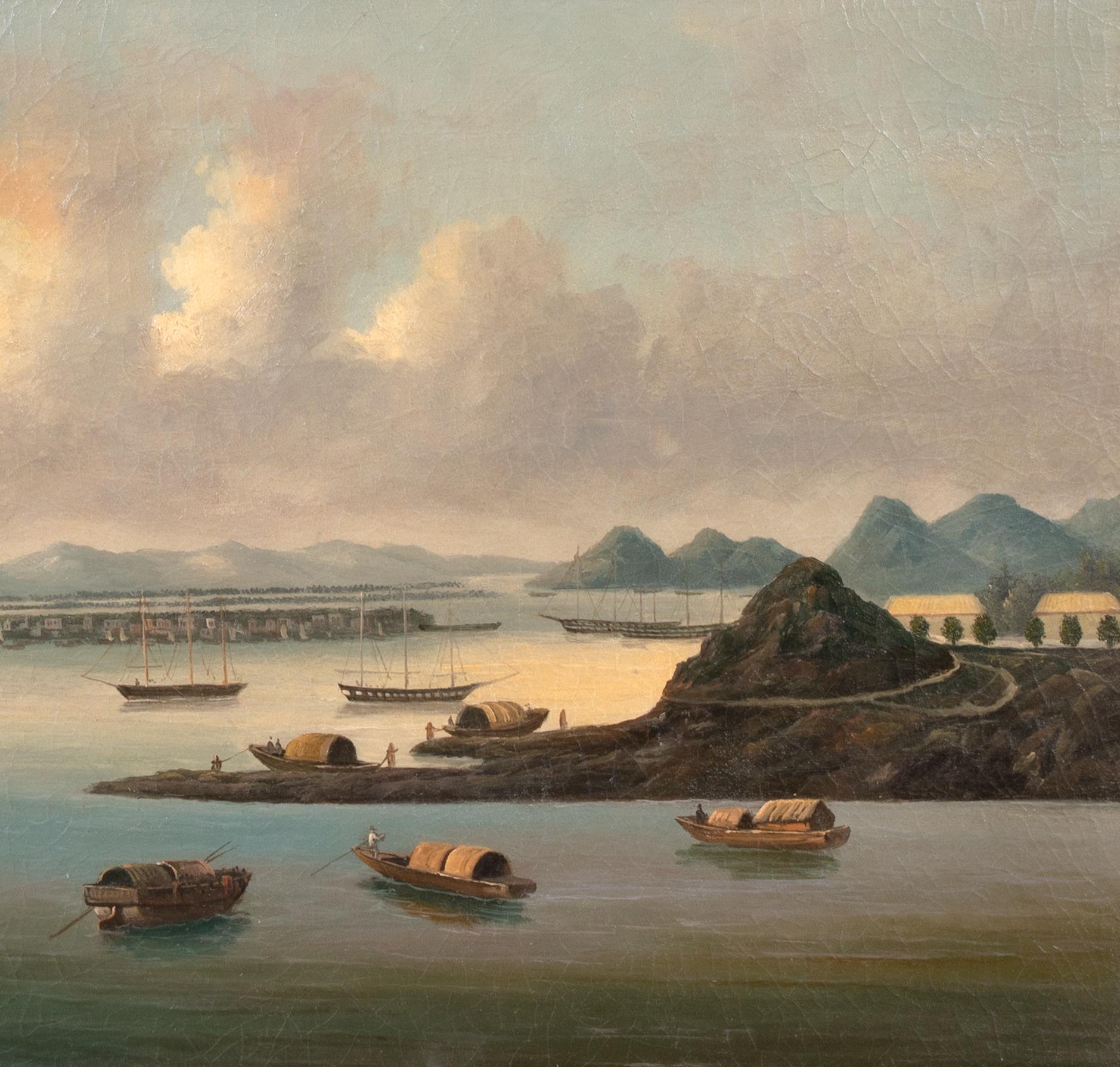 View Of Whampoa Anchorage China, 19th Century  Chinese Trade Export Port For Sale 4