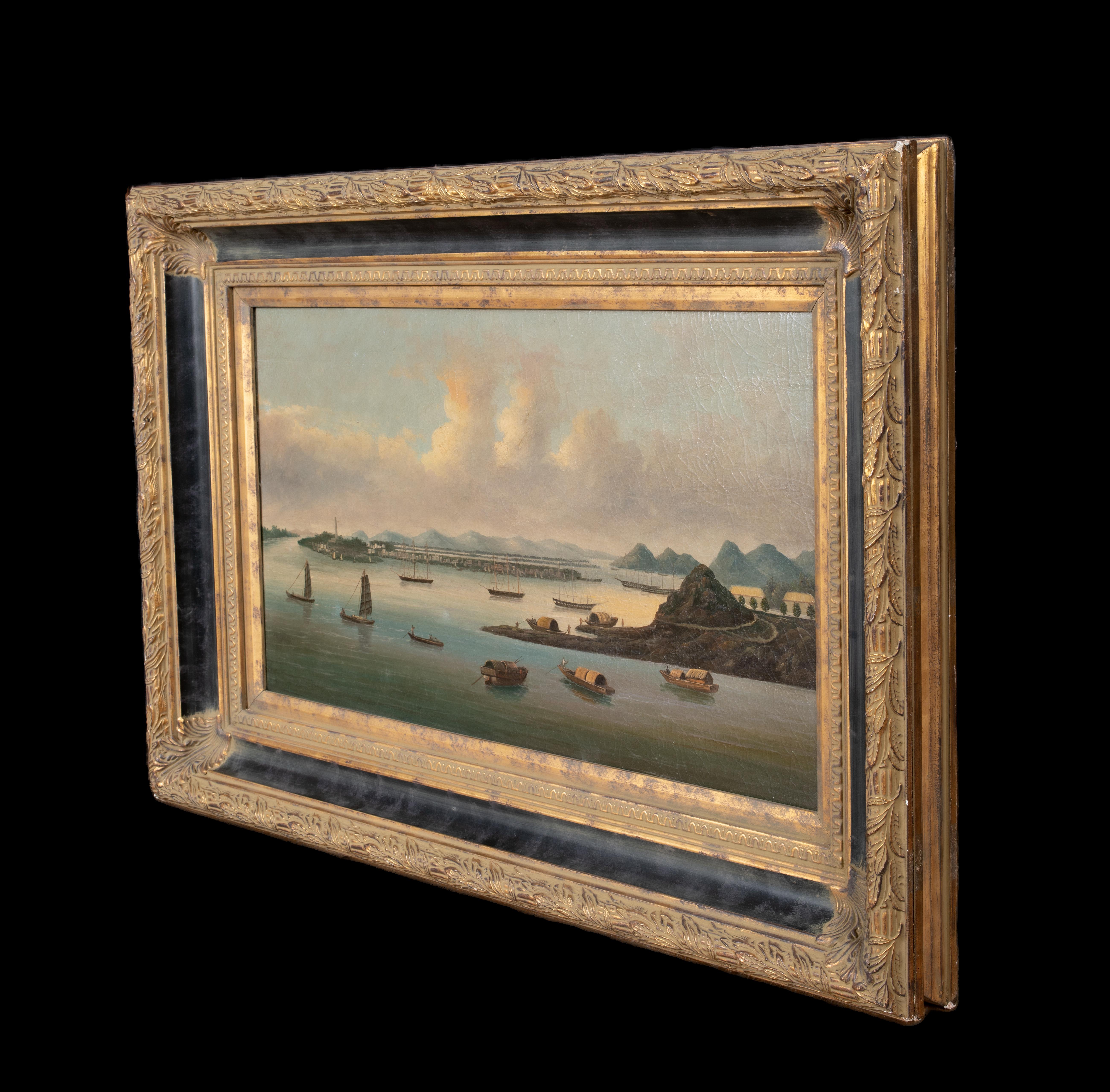 View Of Whampoa Anchorage China, 19th Century  Chinese Trade Export Port For Sale 6