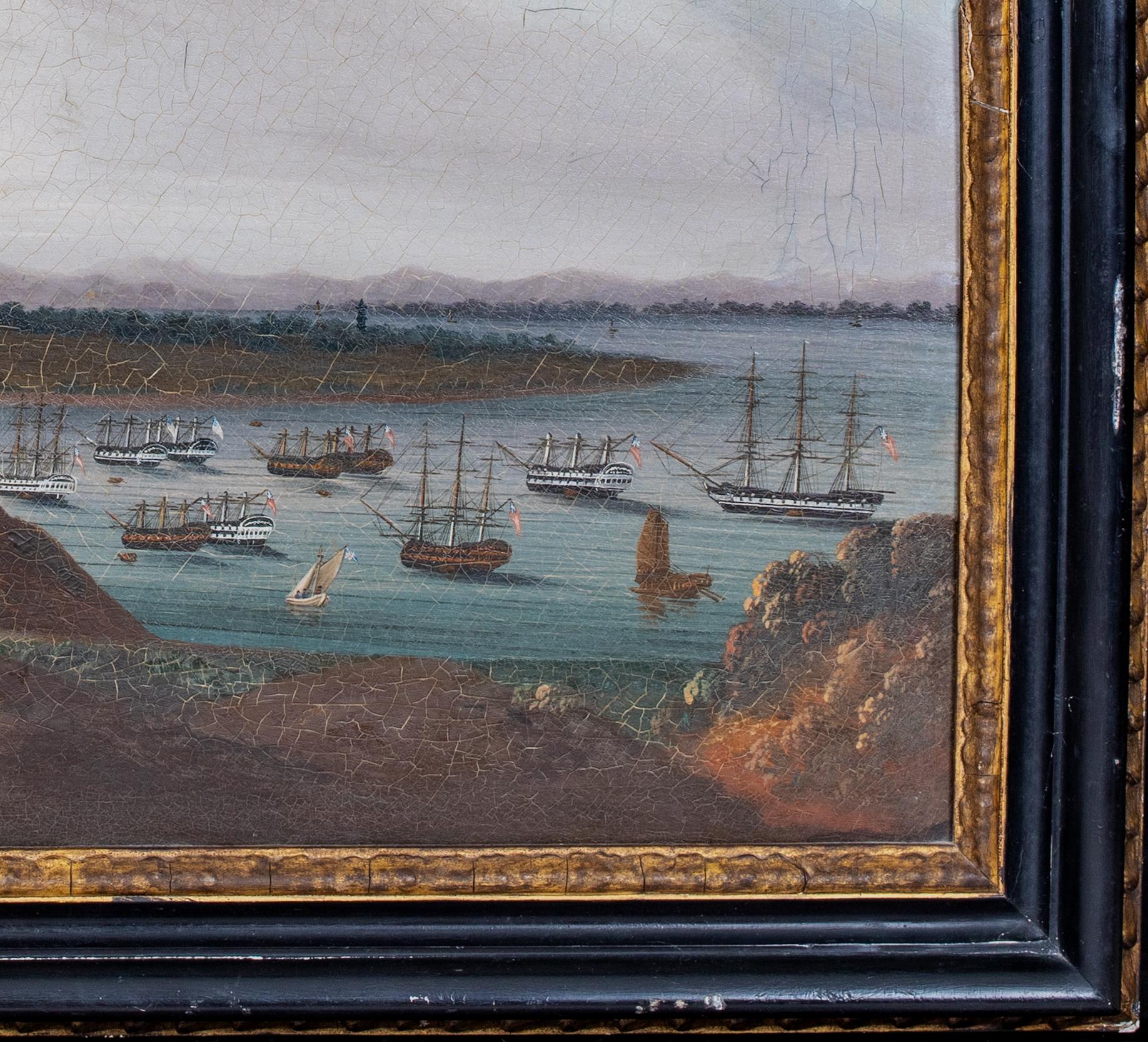 View Of Whampoa Reach From Dane's Island with American, Dutch & British Ships For Sale 1