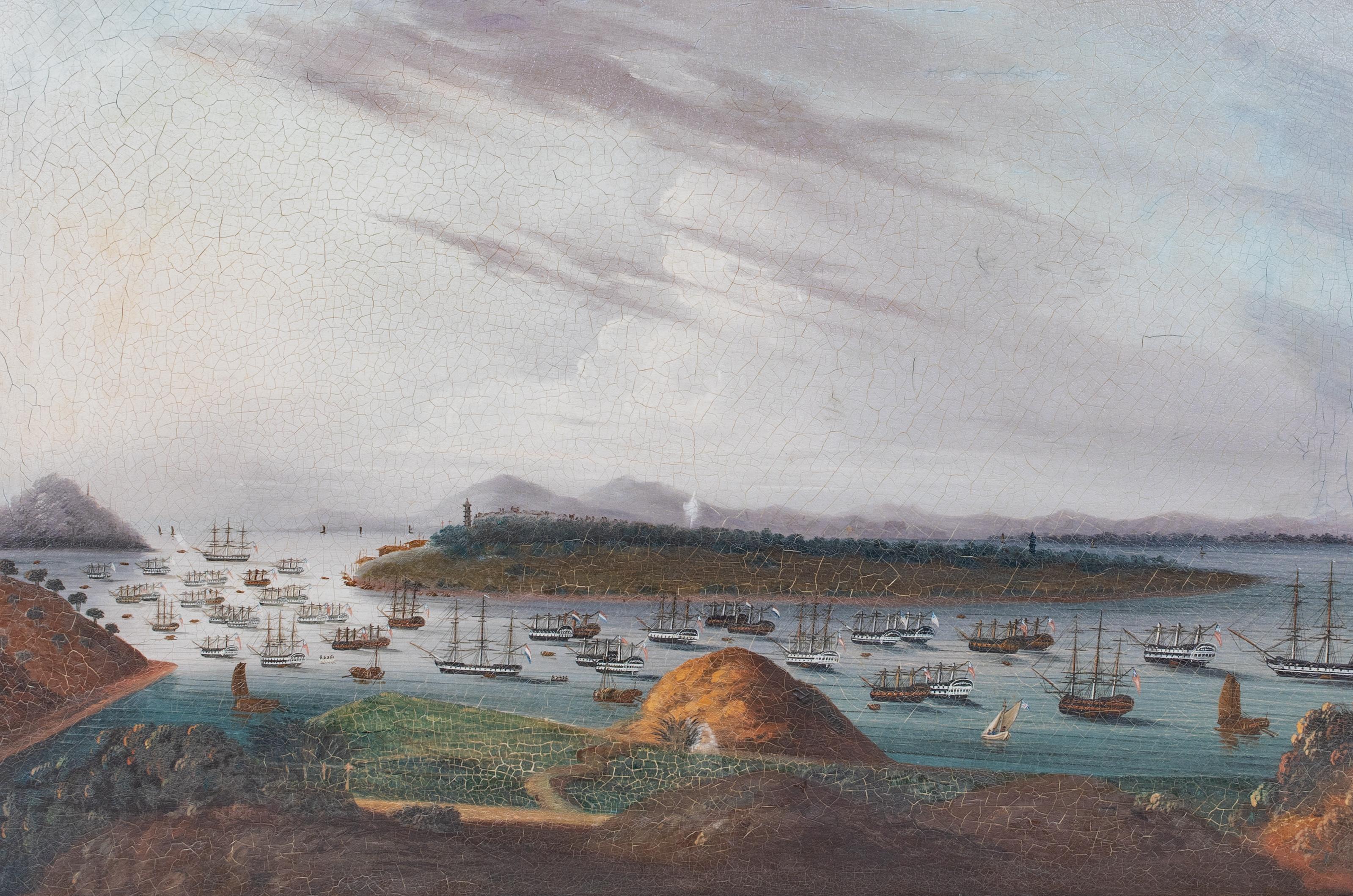 View Of Whampoa Reach From Dane's Island with American, Dutch & British Ships For Sale 2