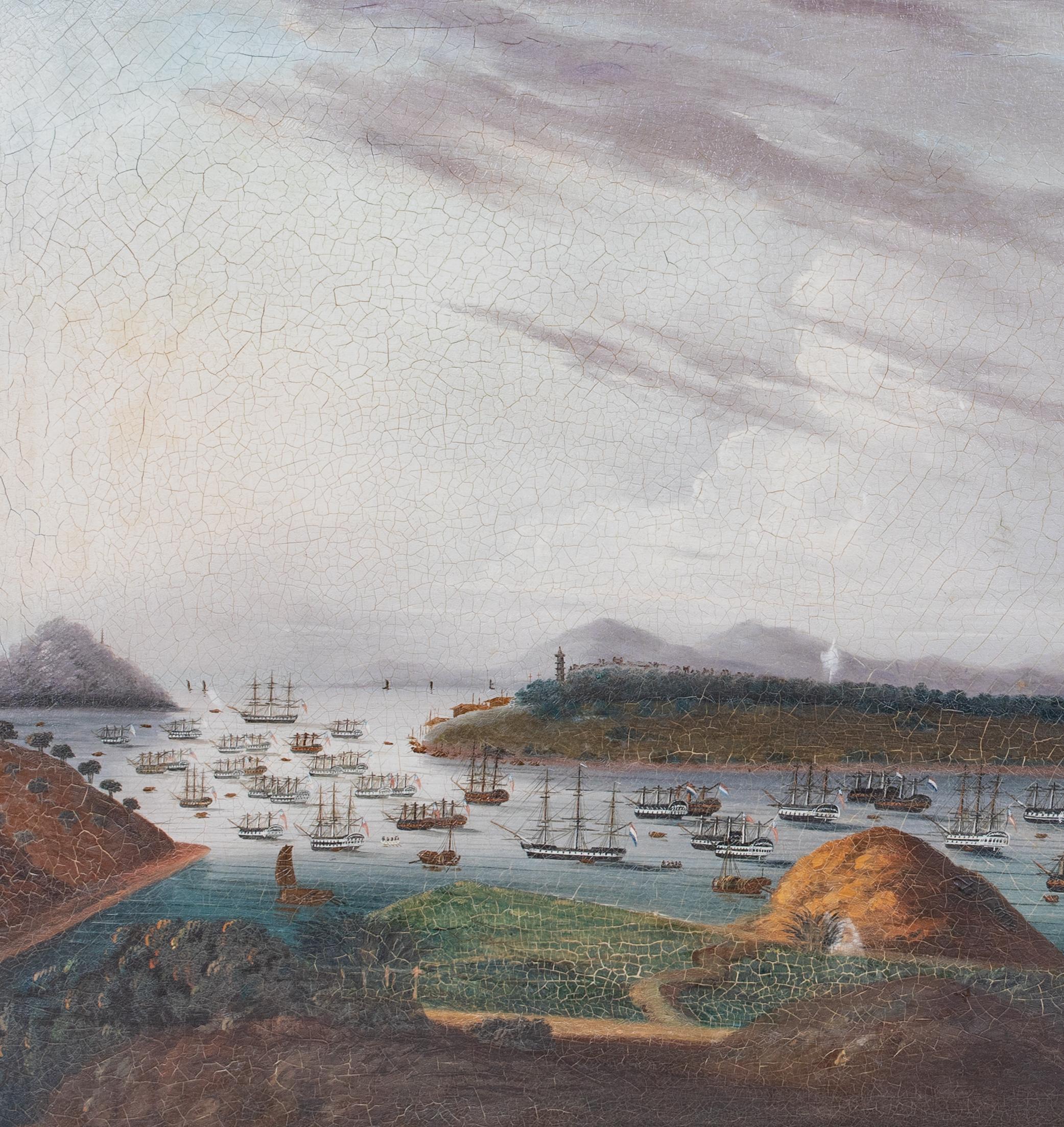 View Of Whampoa Reach From Dane's Island with American, Dutch & British Ships For Sale 4
