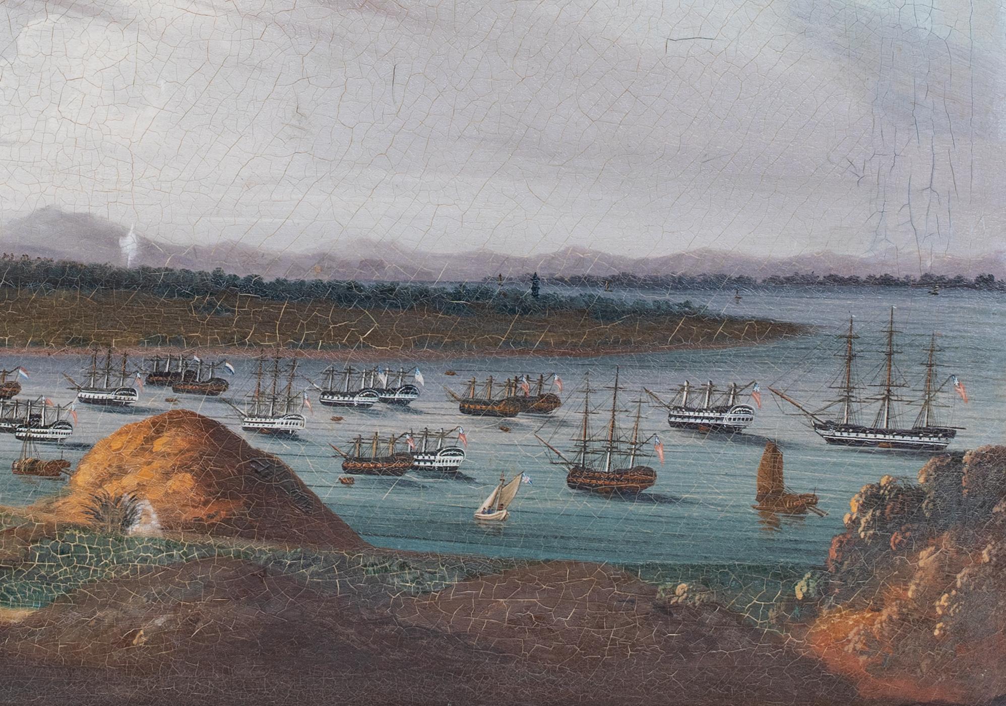 View Of Whampoa Reach From Dane's Island with American, Dutch & British Ships For Sale 5