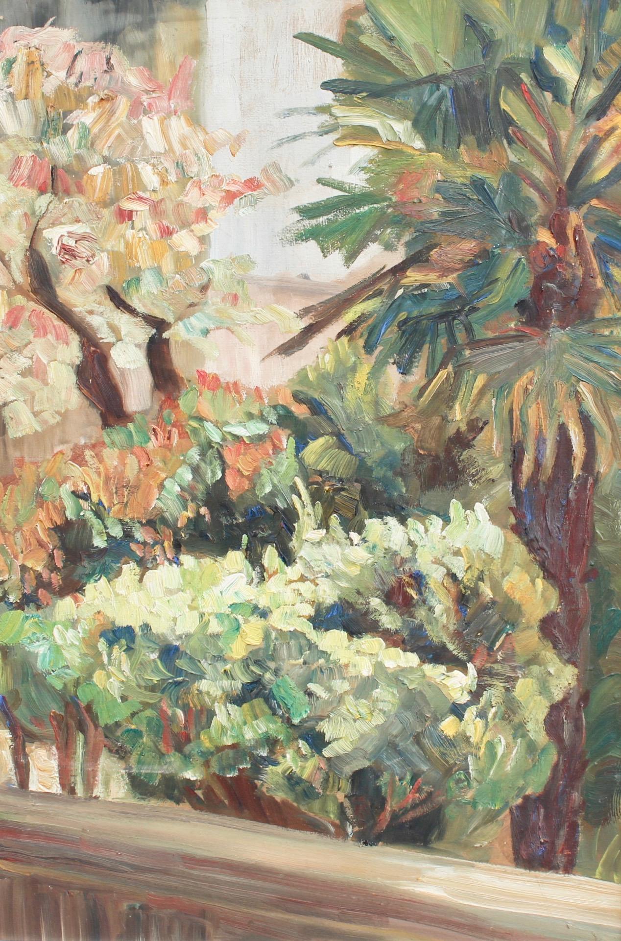 Unknown Landscape Painting – 'View Over a Mediterranean Park', French School 