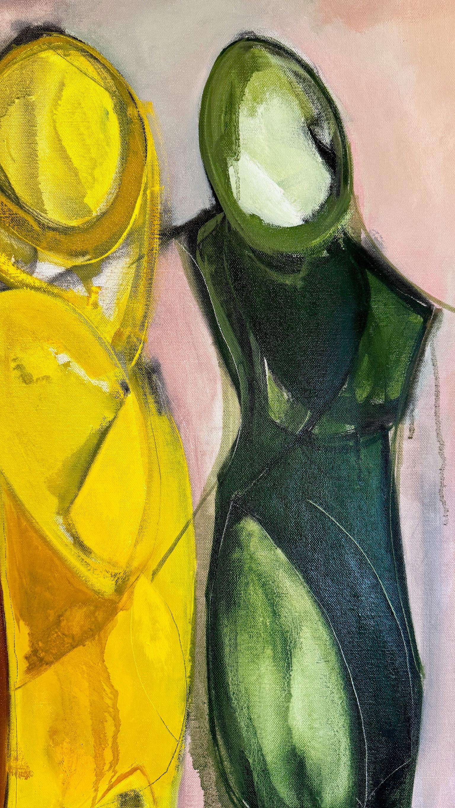 Contemporary figures, Vignettes, Abstract figures. - Brown Figurative Painting by Unknown