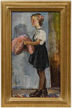 Viktor Fjodorowitsch Letjanin (1921-2009) - Gerahmtes Ölporträt eines Mädchens, 1951