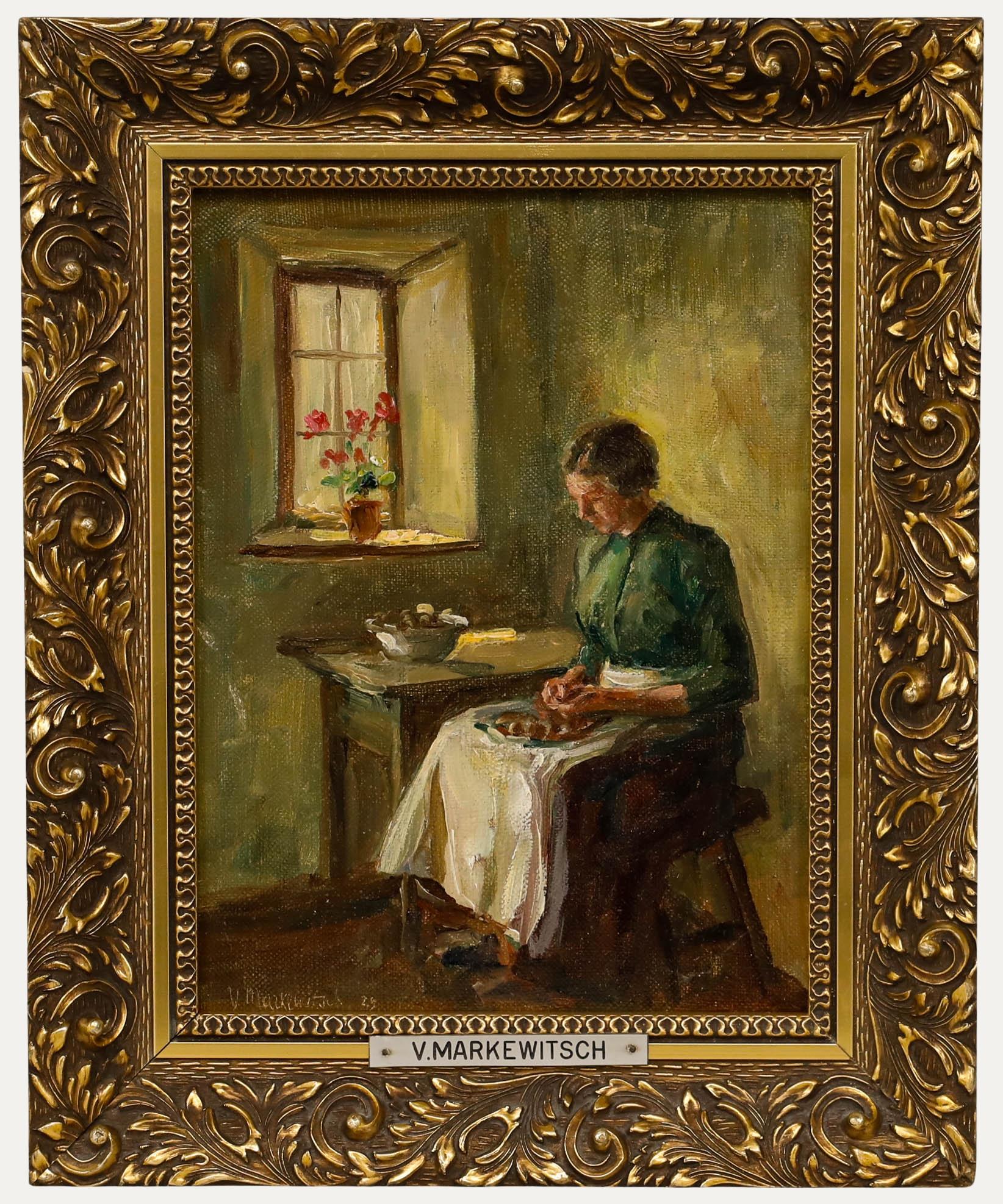 Viktor Markewitsch (1881-1932) - Framed 1929 Oil, By the Window