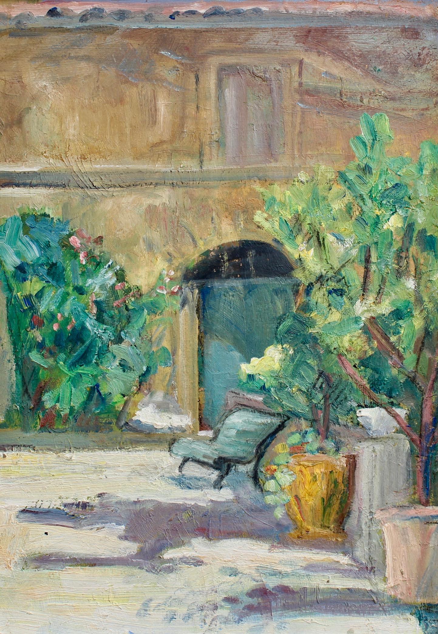 Unknown Landscape Painting – 'Villa Courtyard in Provence', French School 