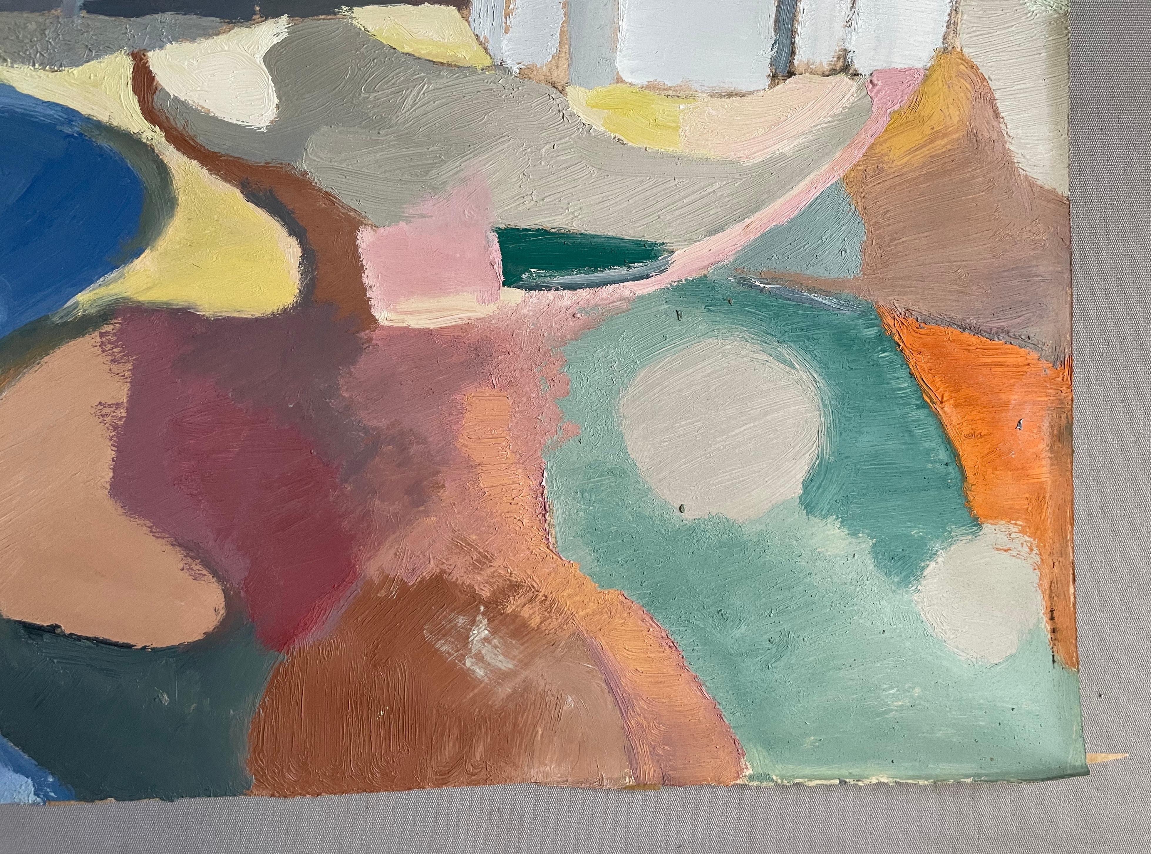 Village, gouache sur papier.  Bon état.  57 x 76 cm.