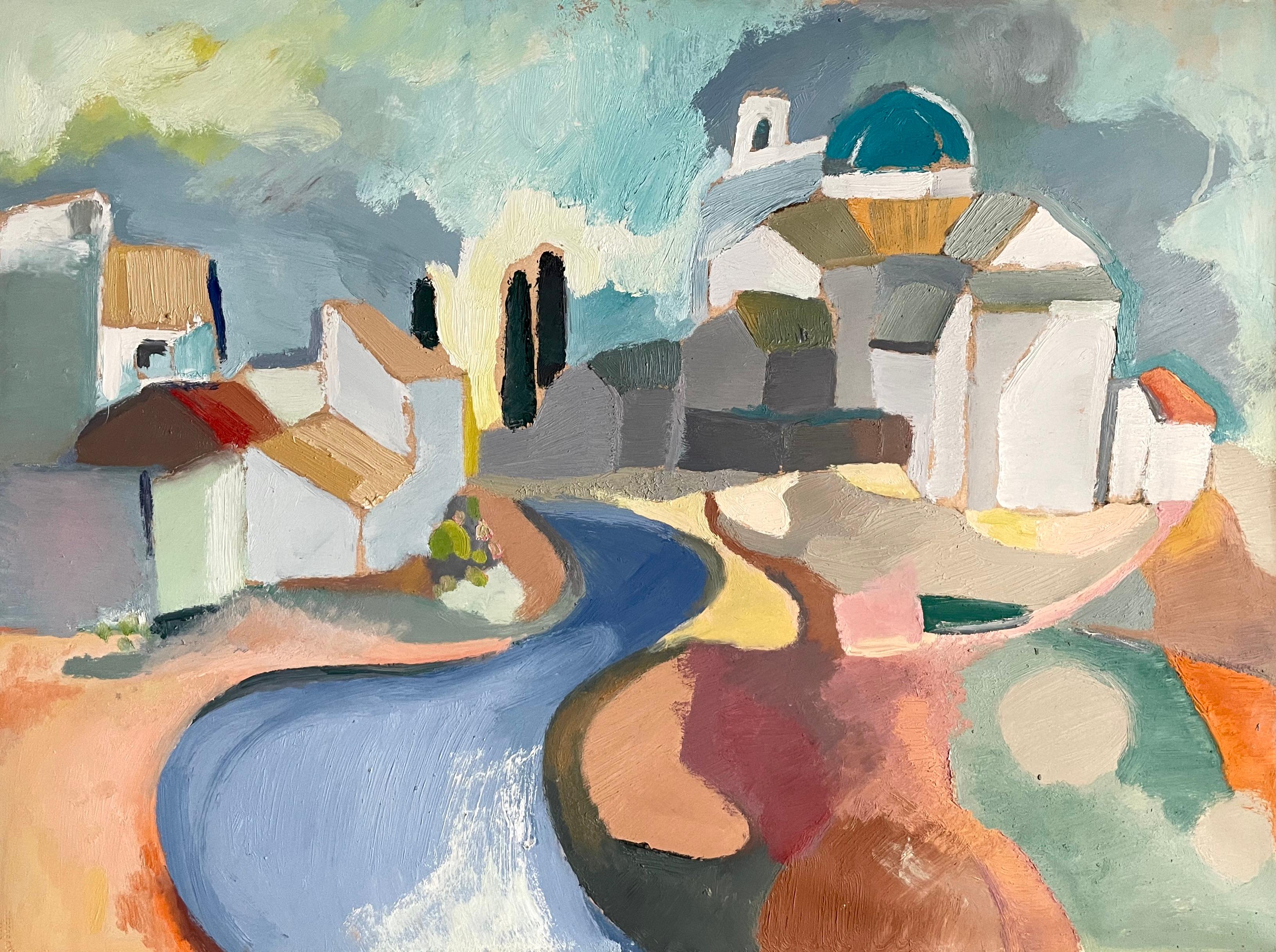 Landscape Painting Unknown - Village, Gouache, Grand Format