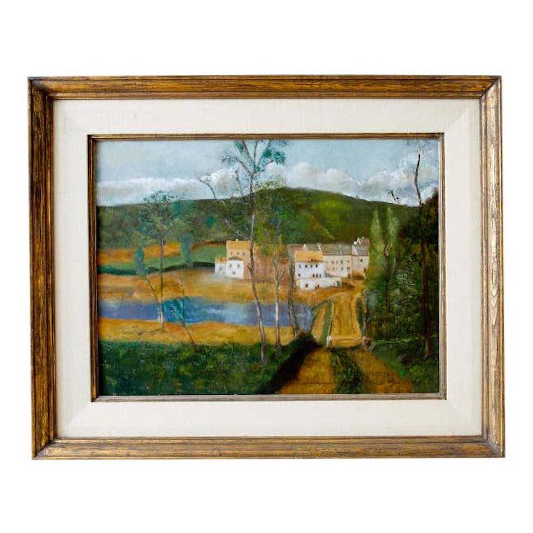 Unknown Landscape Painting - Village Landscape Oil Painting 