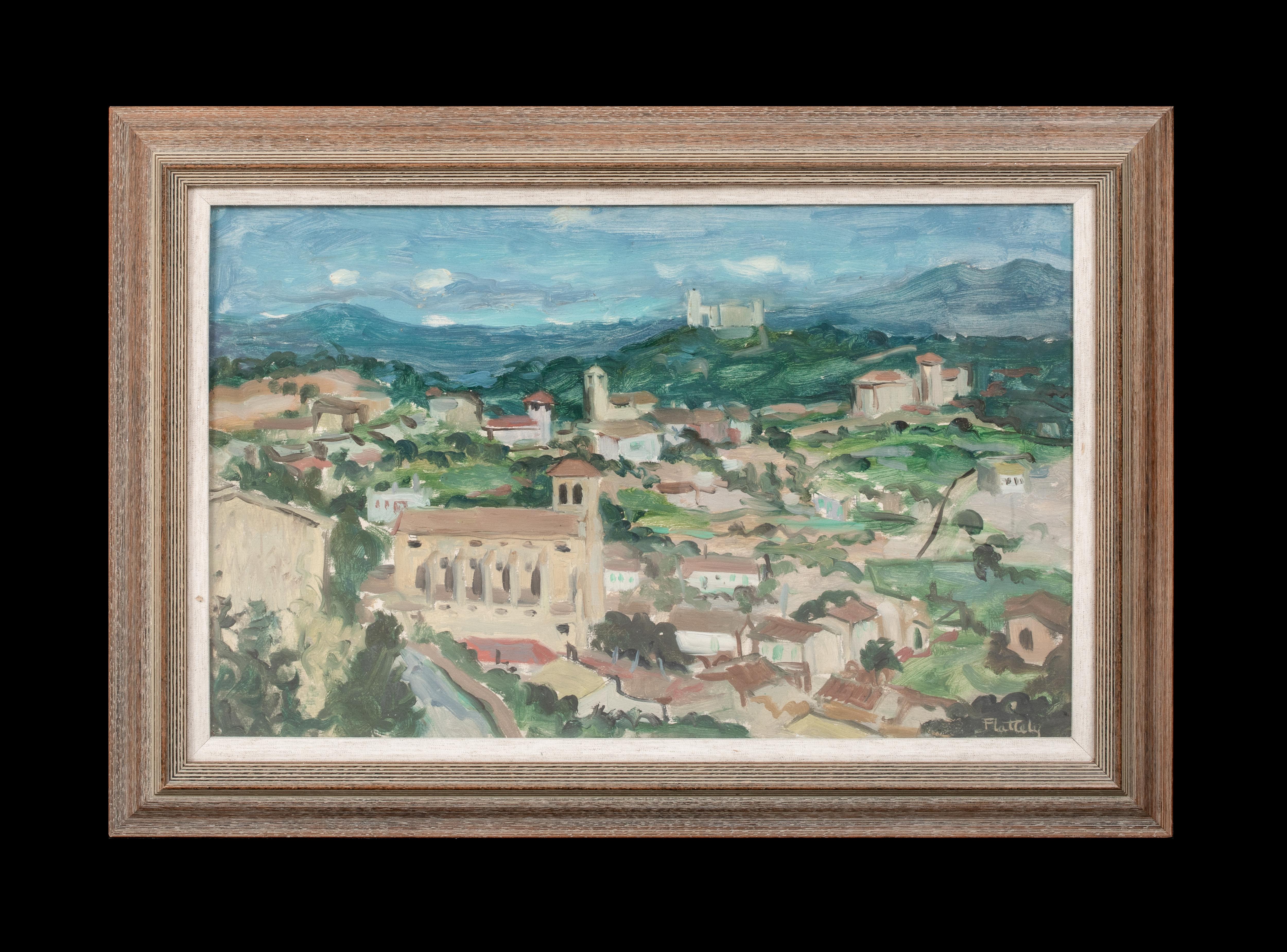 Village, Mallorca, vers 1950   par ALASTAIR FLATTELY (1922-2006) - Painting de Unknown
