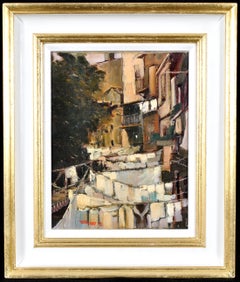 Villefranche - Washing on the Lines French Riviera South of France Oil Painting