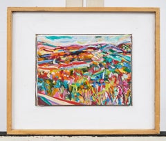 Vintage Abstract Expressionist California Wildflower Landscape Oil Painting