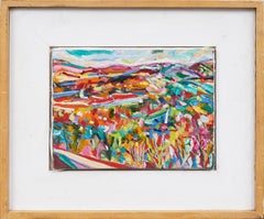 Vintage Abstract Expressionist California Wildflower Landscape Oil Painting