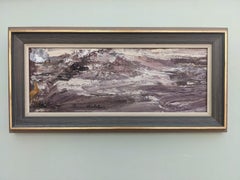 Vintage Abstract Framed Oil Painting Swedish Art - Mauve