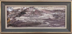 Vintage Abstract Framed Oil Painting Swedish Art - Mauve