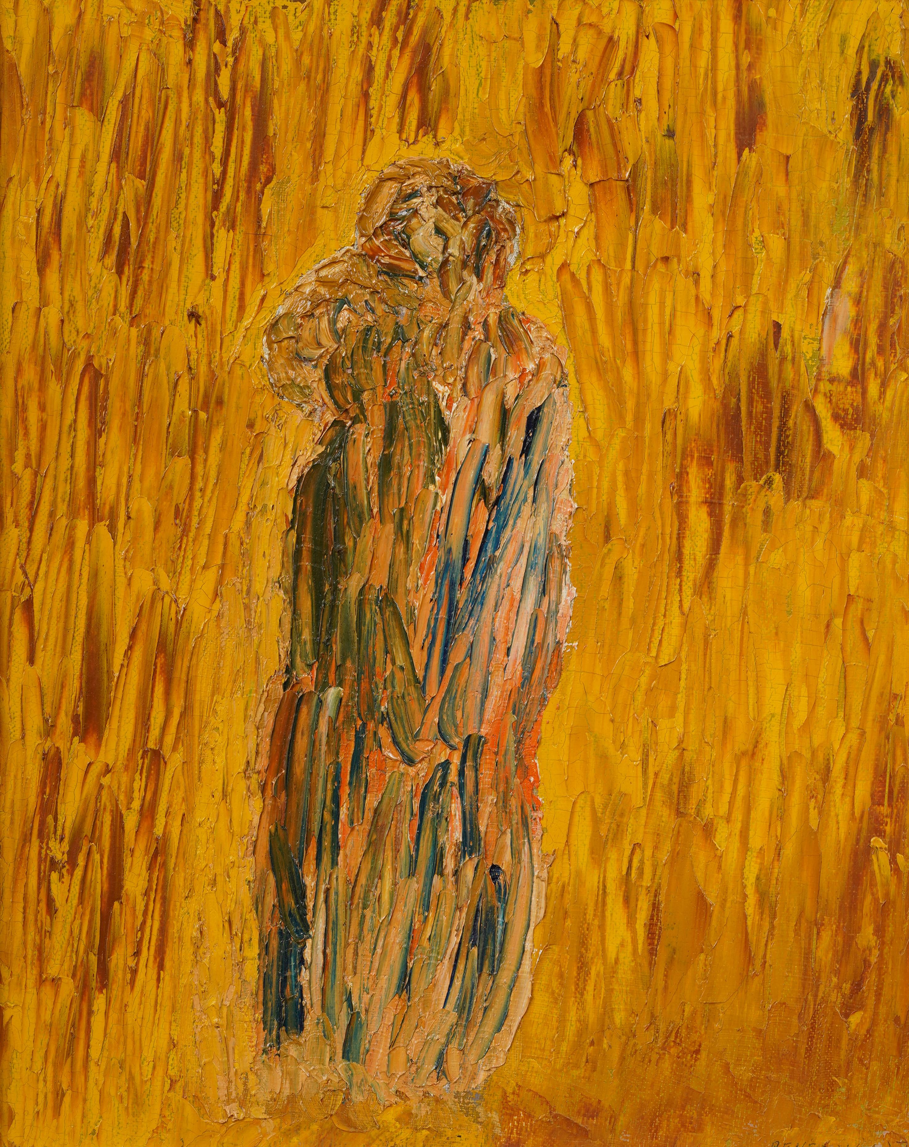 Pittura a olio d'epoca astratta islandese espressionista firmata e rara - Painting Astratto di Unknown