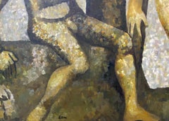 Vintage "Adam and Eve" Original Oil Painting by Sam C.1970