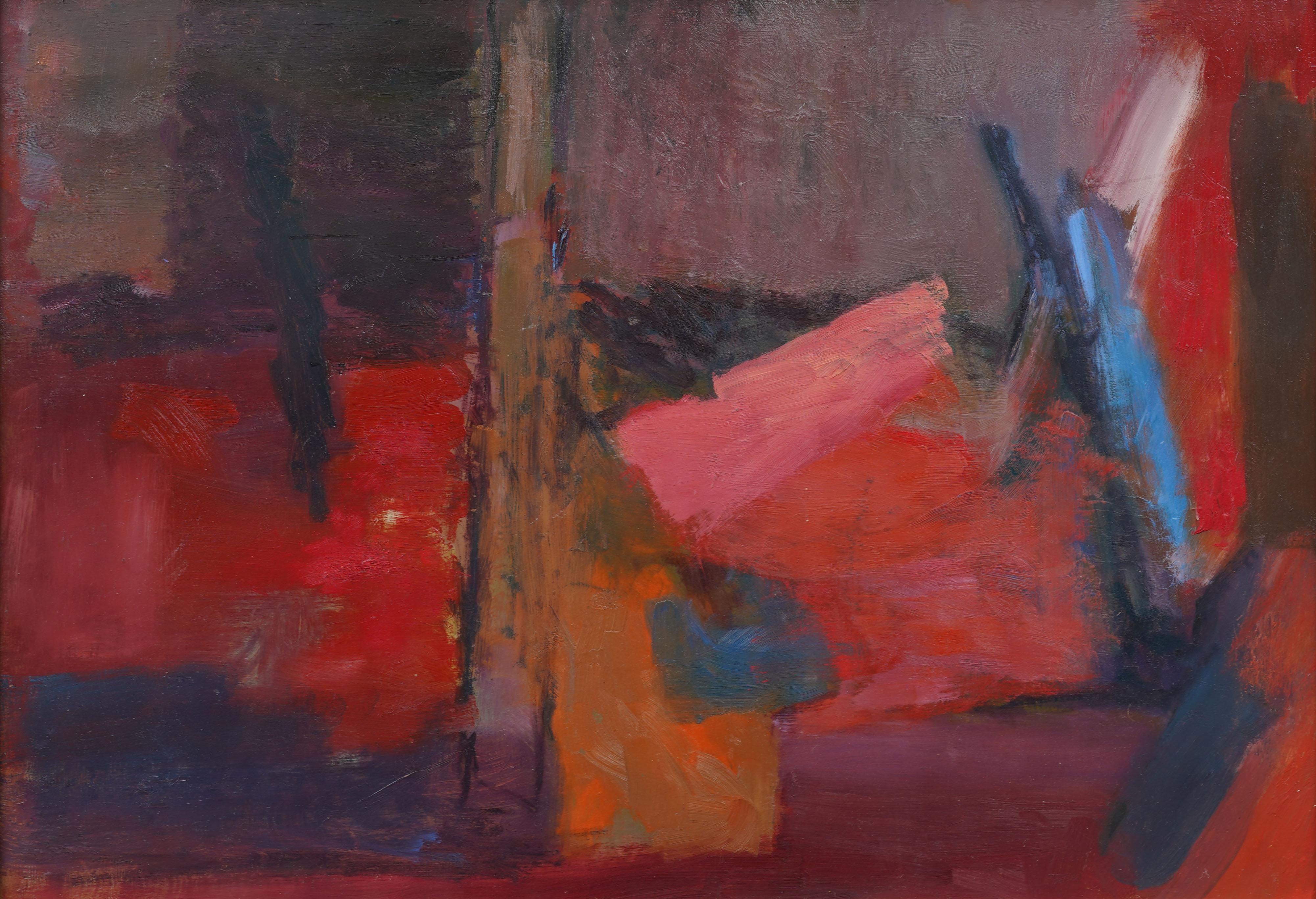 Vintage American Abstract Expressionist gerahmt Modernist MCM Ölgemälde (Abstrakter Expressionismus), Painting, von Unknown