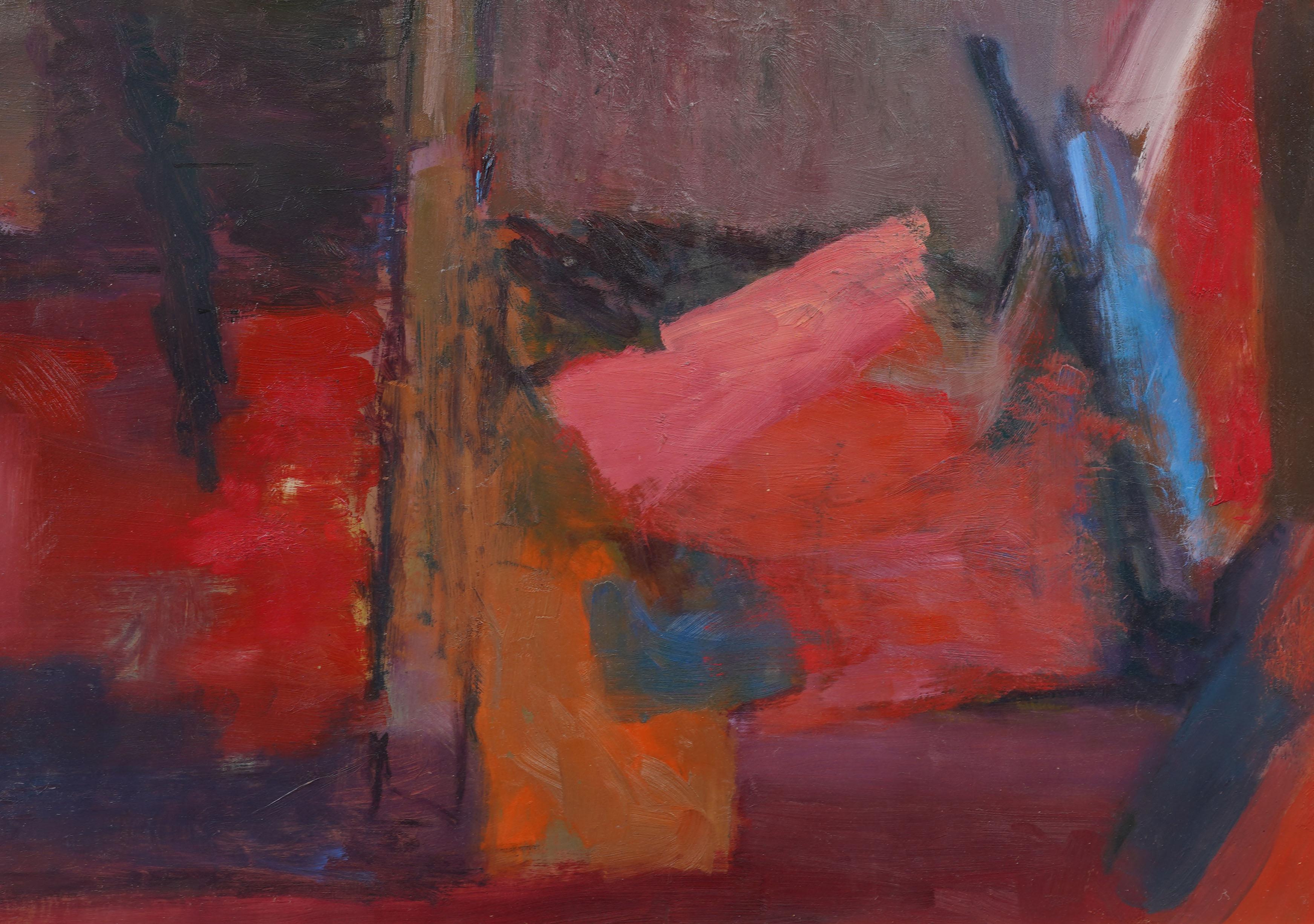 Vintage American Abstract Expressionist gerahmt Modernist MCM Ölgemälde im Angebot 1