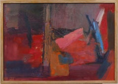 Vintage American Abstract Expressionist Framed Modernist MCM Oil Painting
