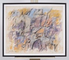 Vintage American Abstract Expressionist Pastel and Watercolor Painting