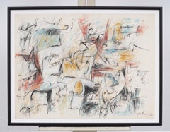Vintage American Abstract Expressionist Pastel and Watercolor Painting