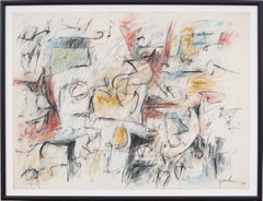 Vintage American Abstract Expressionist Pastel and Watercolor Painting