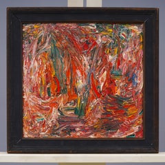 Pittura ad olio astratta americana d'epoca con cornice