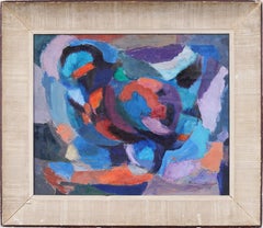 Vintage American Abstract Oil Painting "Blue Vortex"