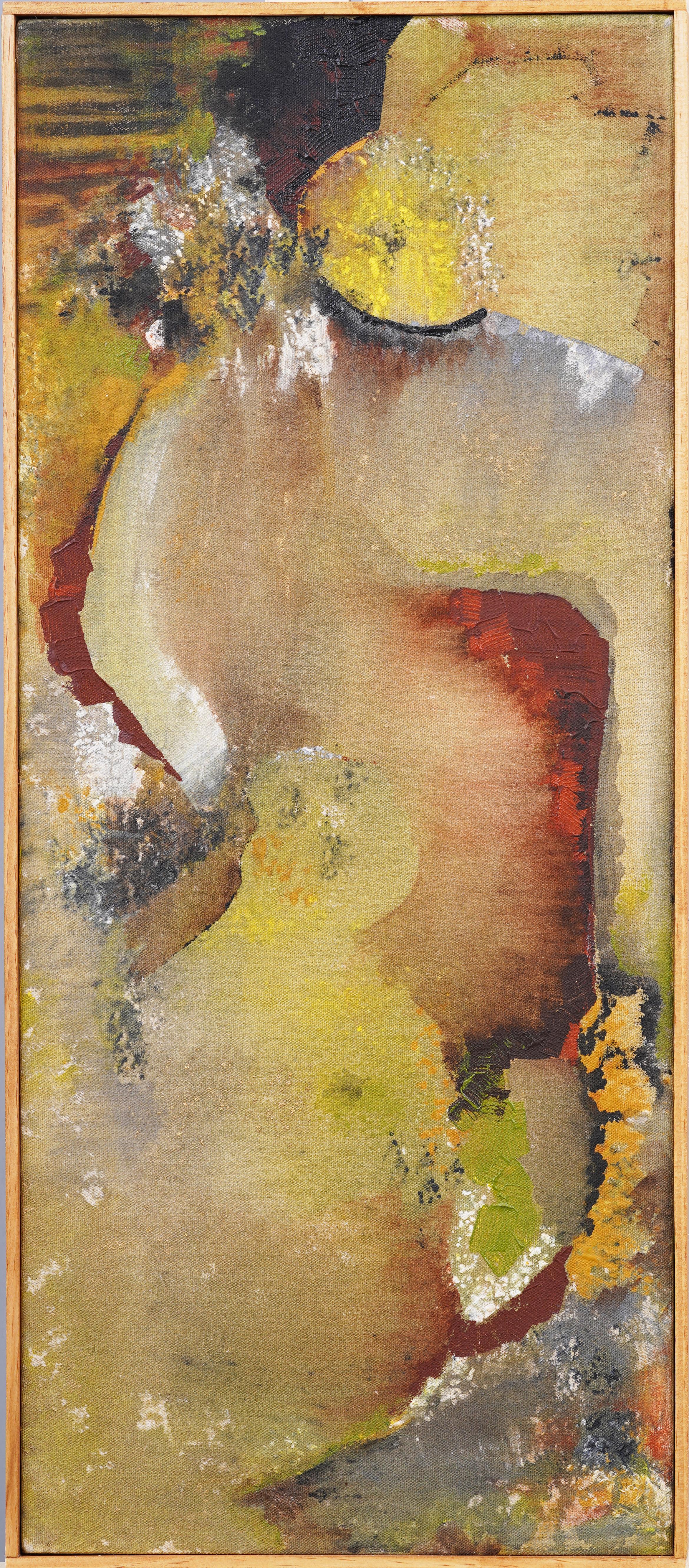 Unknown Abstract Painting - Vintage American Abstract Oil Painting on Canvas, Framed, 29x13 Inches
