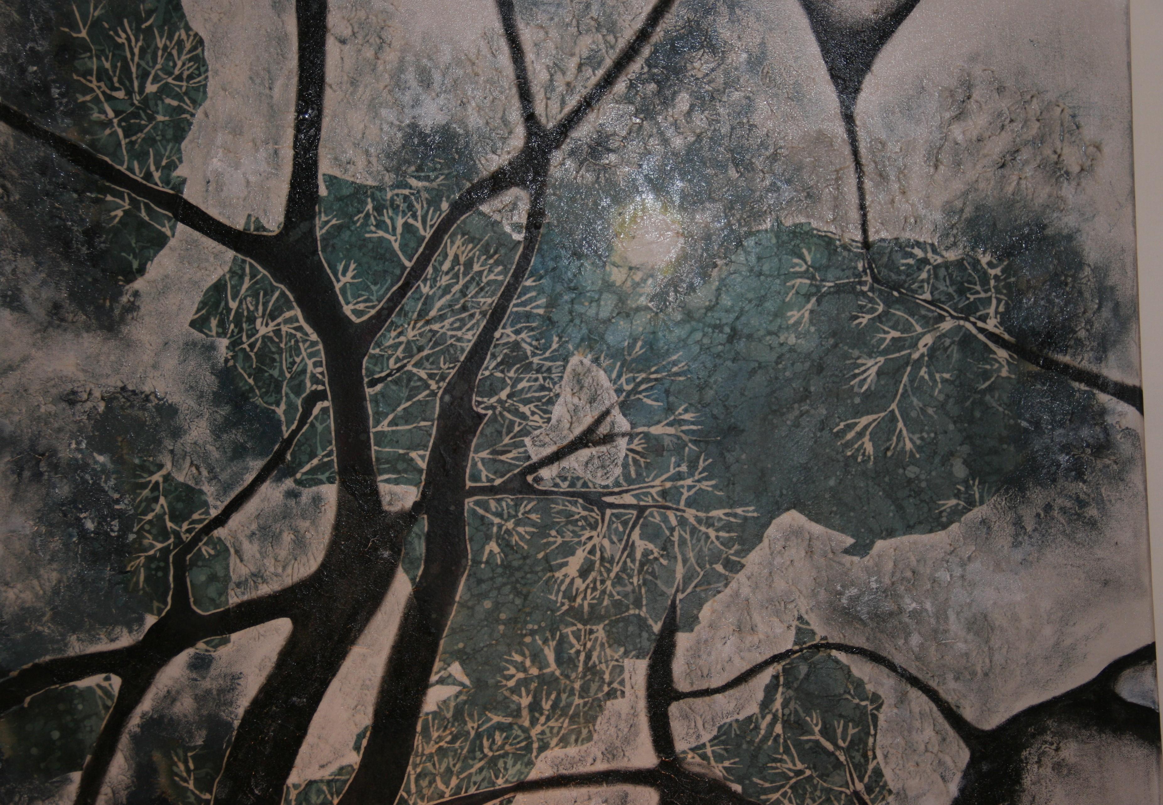 Vintage American Abstract  Oil Painting Trees Landscape Signed For Sale 3