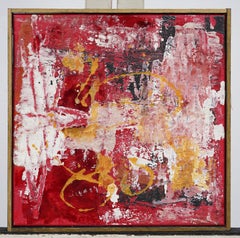 Vintage American Abstract Red and Gold Framed Original Painting