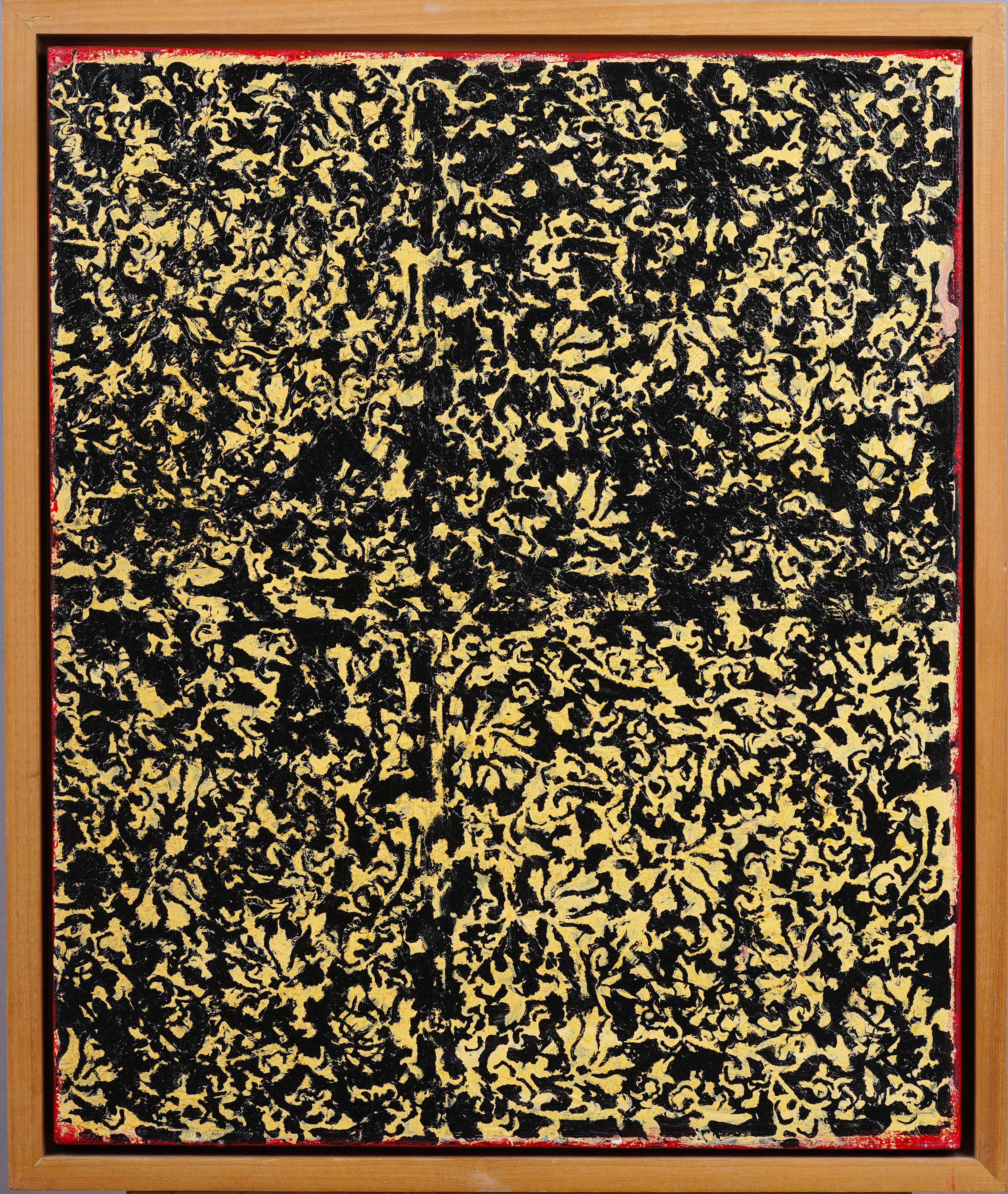 Unknown Abstract Painting - Vintage American Black and White Framed Abstract Oil Painting