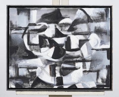 Vintage By in bianco e nero con cornice Pittura astratta Pittura ad olio