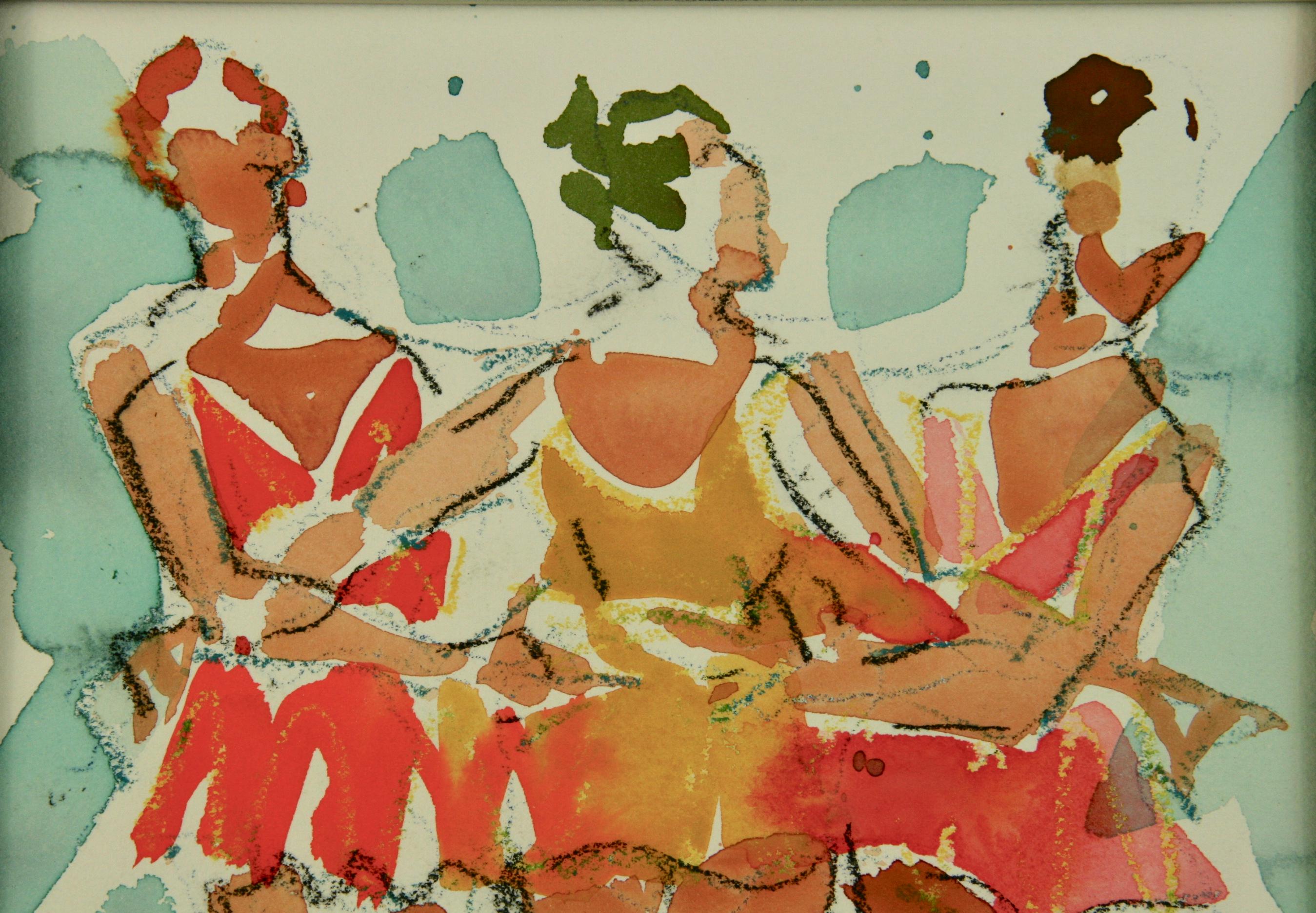 Broadway americano vintage   Bailarinas Pintura Figurativa  1980 firmado Schultz en venta 1