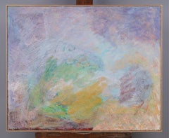 Vintage American Cloudy Pastel-Colored Abstract Oil Painting (pittura ad olio astratta)