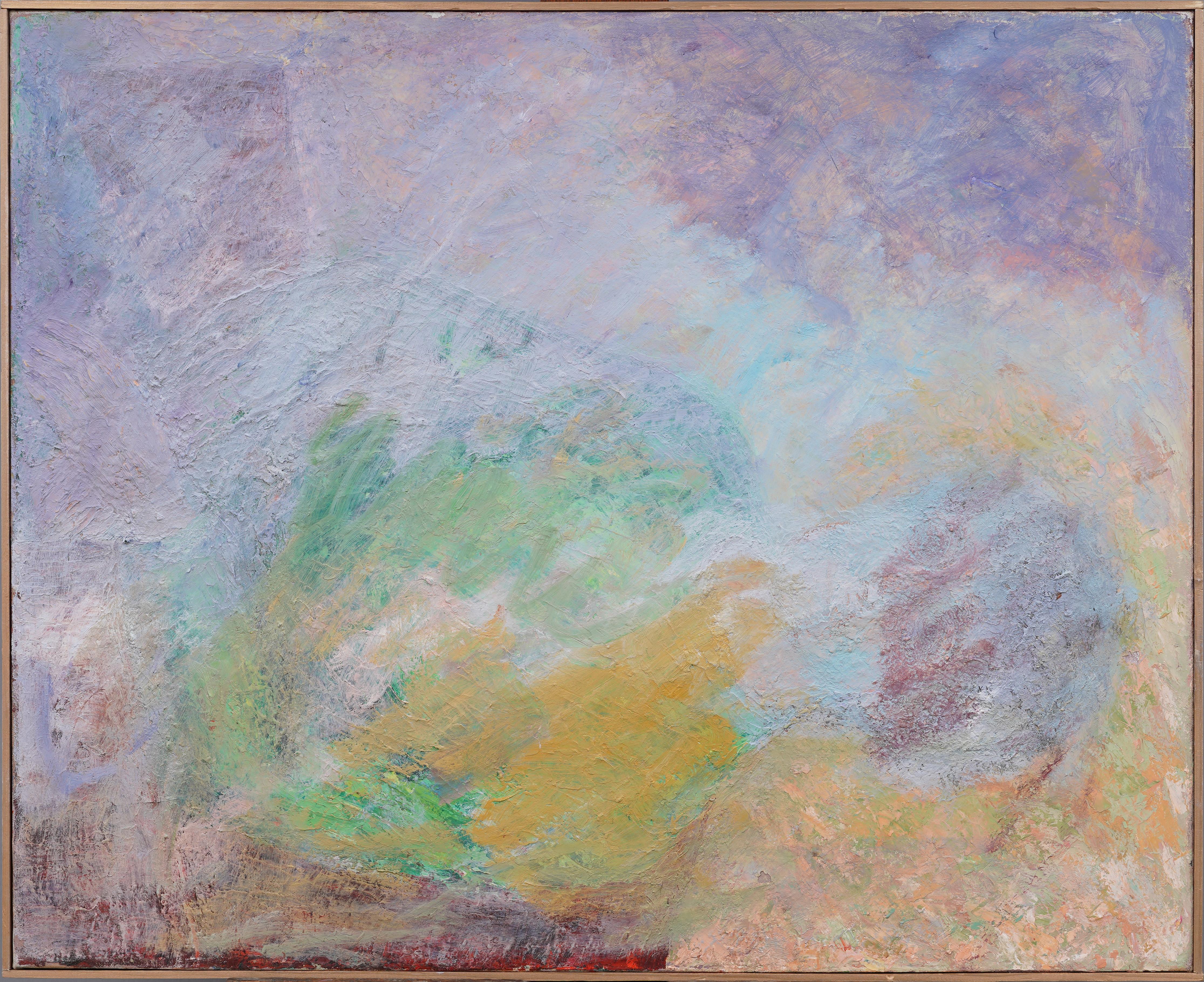 Vintage American Cloudy Pastel-Colored Abstract Oil Painting