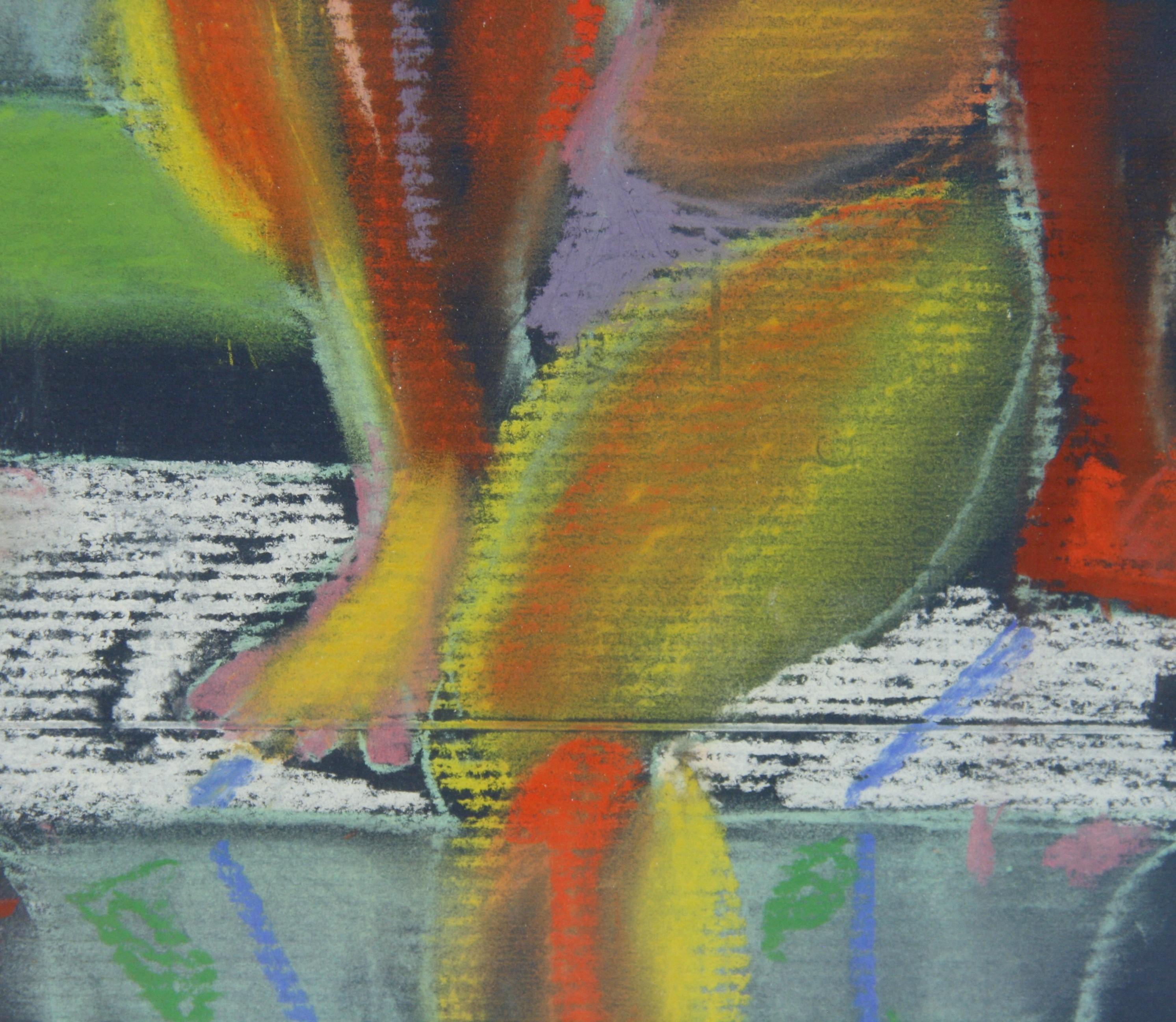 Vintage American Cubic Nude Oil Pastel Signed Framed For Sale 6