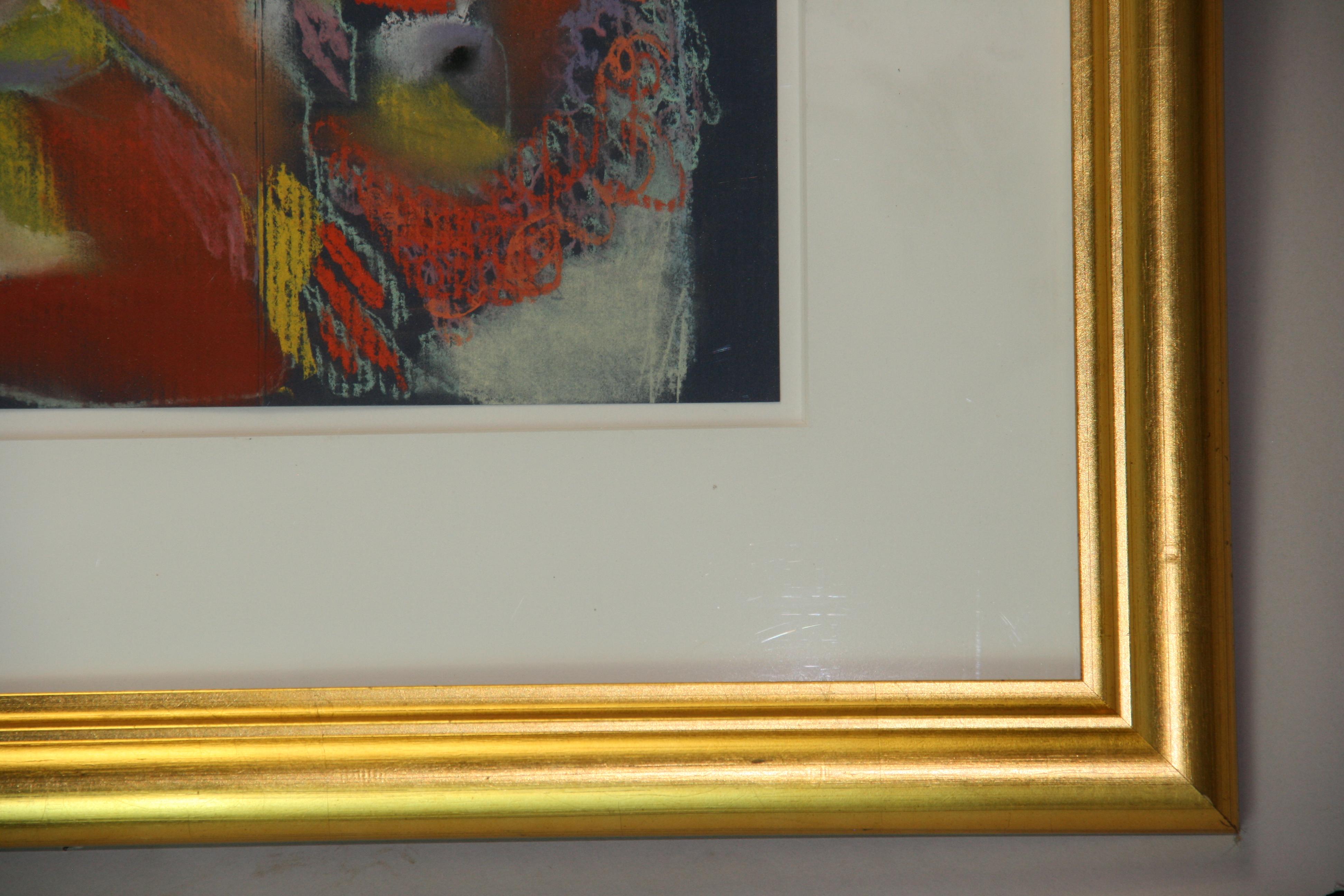 Vintage American Cubic Nude Oil Pastel Signed Framed For Sale 2