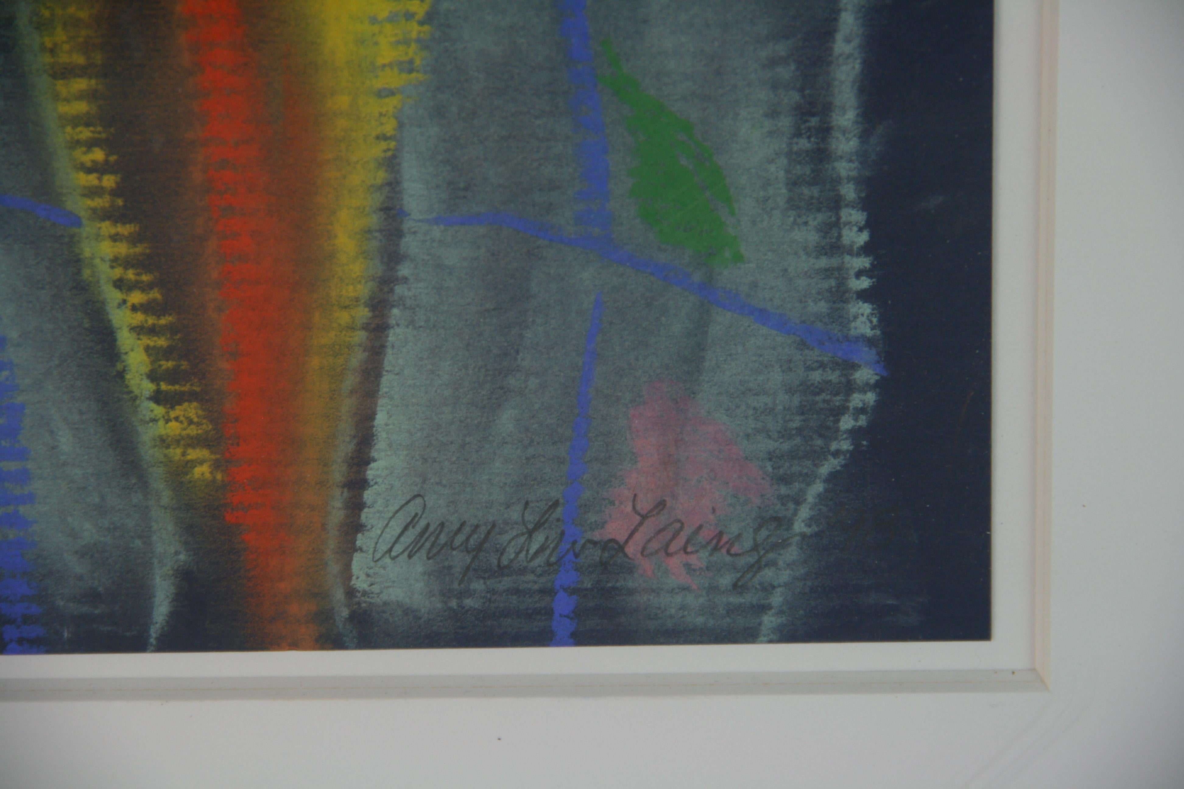 Vintage American Cubic Nude Oil Pastel Signed Framed For Sale 3