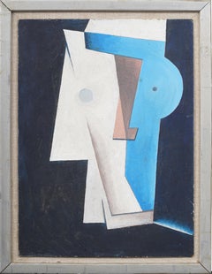 Vintage American Cubist Framed Modernist Abstract Portrait Rare Oil Painting