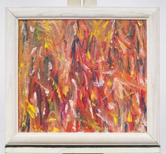 Vintage American "Dancing Flames" Abstrakt Gerahmtes Original Ölgemälde