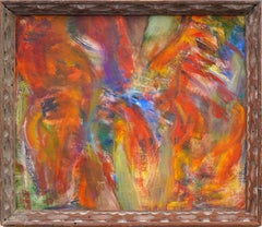 Vintage American "Dancing Flames" Framed Abstract Oil Painting