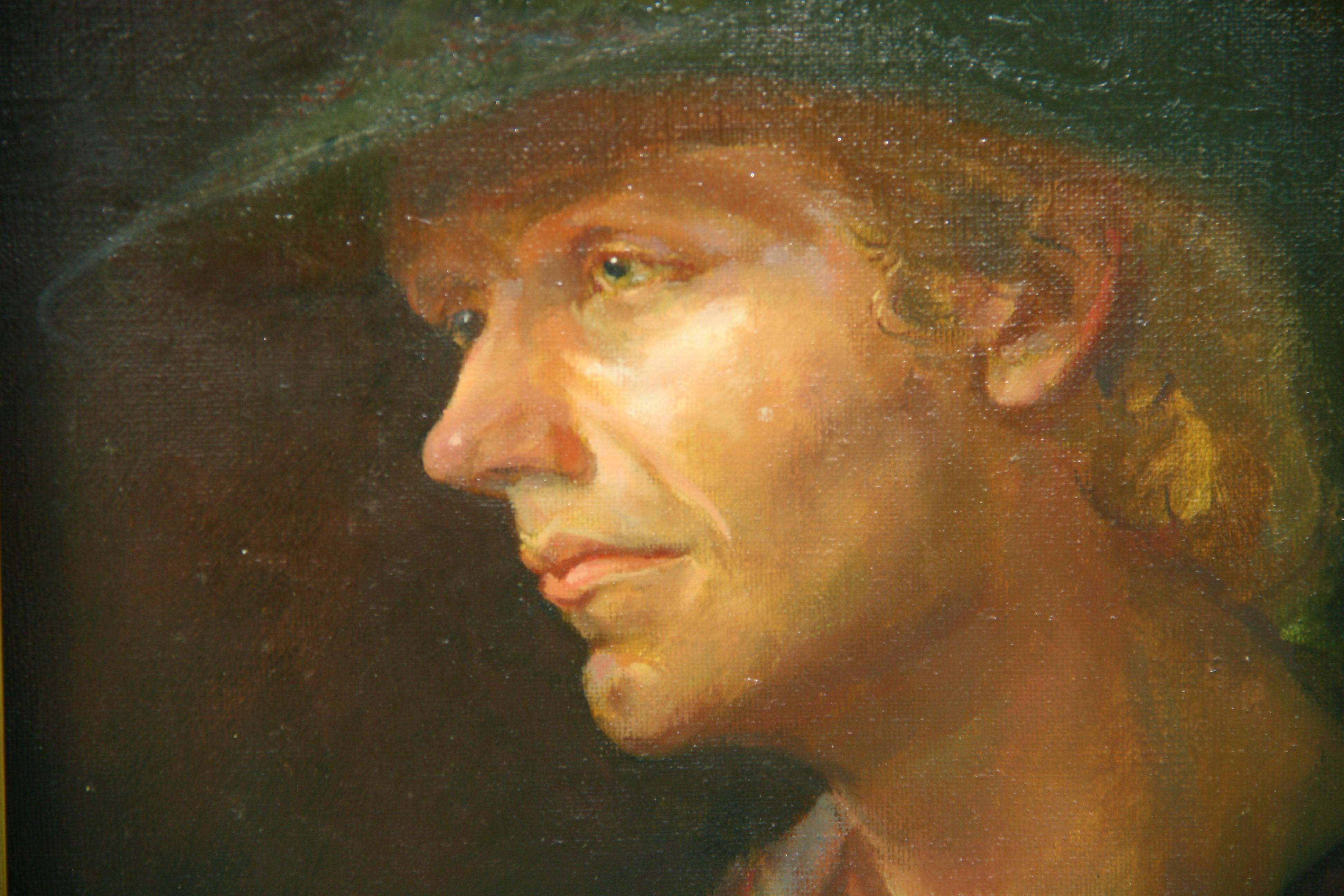 Peinture à l'huile figurative américaine « The Art Student », 1977 en vente 1