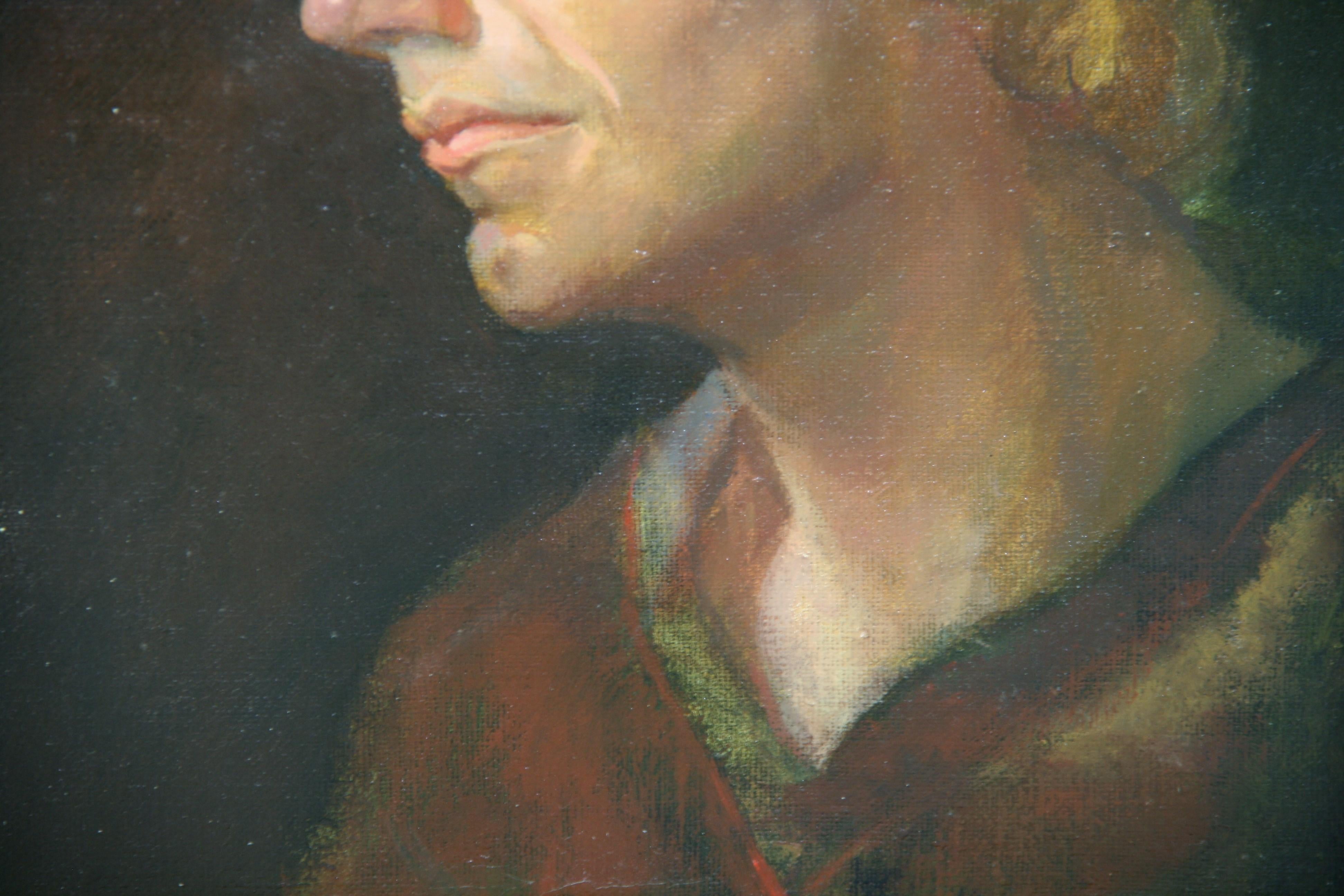 Peinture à l'huile figurative américaine « The Art Student », 1977 en vente 2