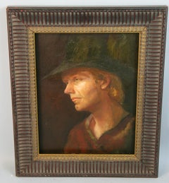Quadro figurativo americano d'epoca "Lo studente d'arte" 1977