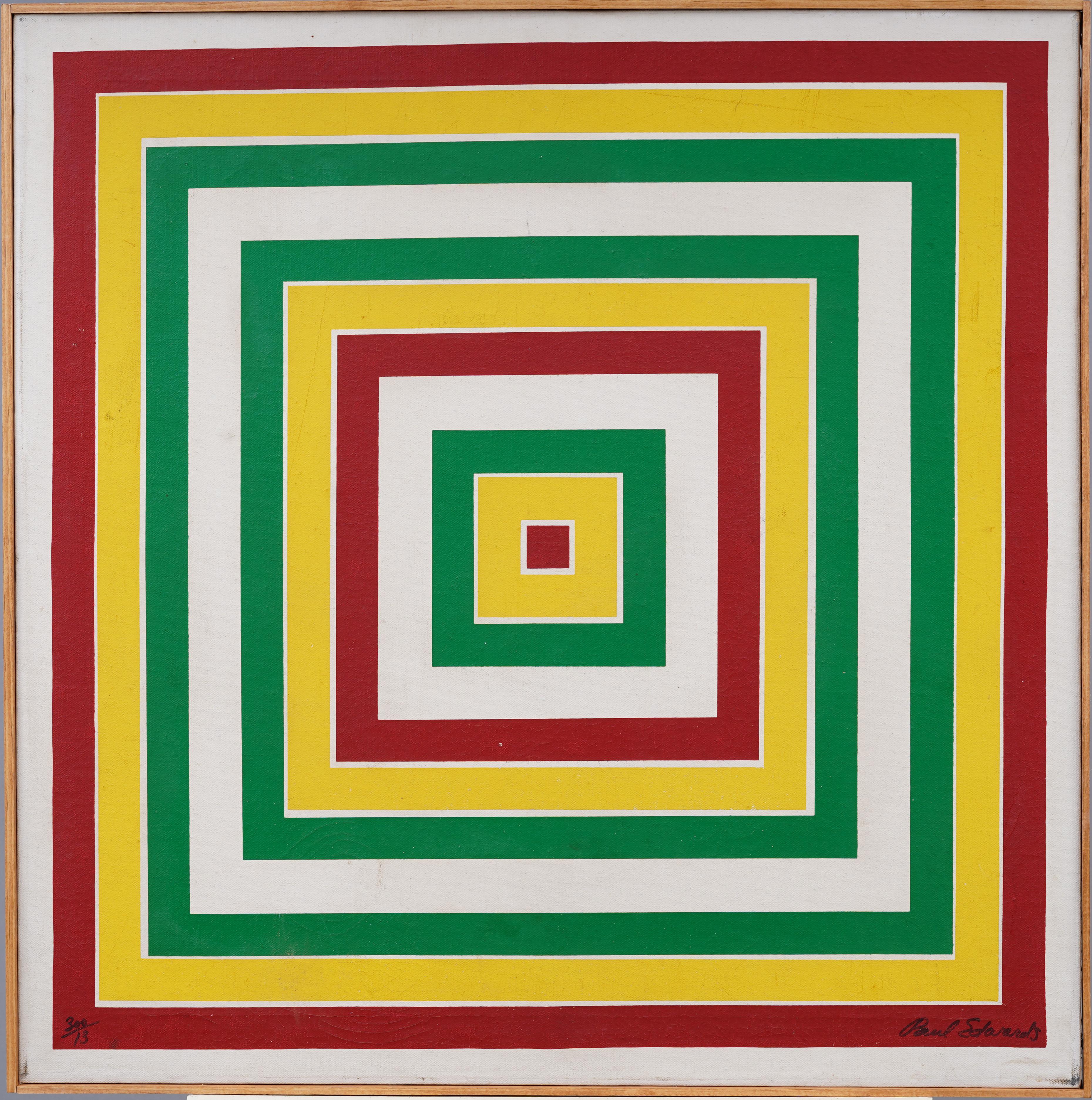 Unknown Abstract Painting - Vintage American Geometric Abstract Framed Original Oil Painting